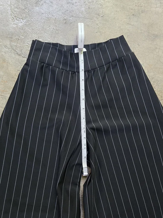 Vintage Black Pinstripe Crop Top & Wide-Leg Pant Set Xxs Xs - Picture 9 of 16